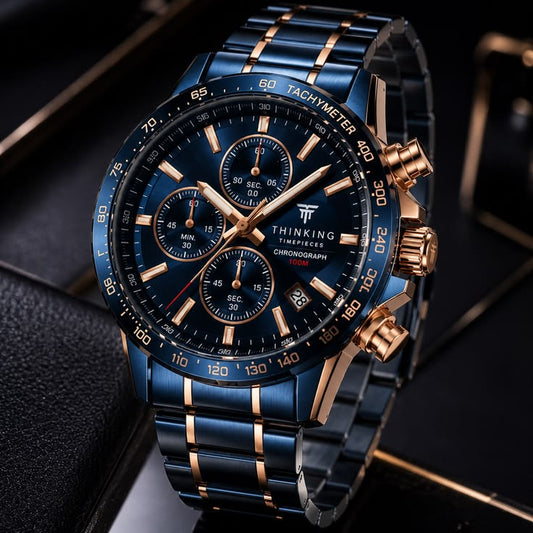Luxury Blue & Rose Gold Chronograph Watch
