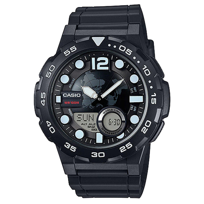 Casio AEQ-100W Classic Black World Time Sports Watch