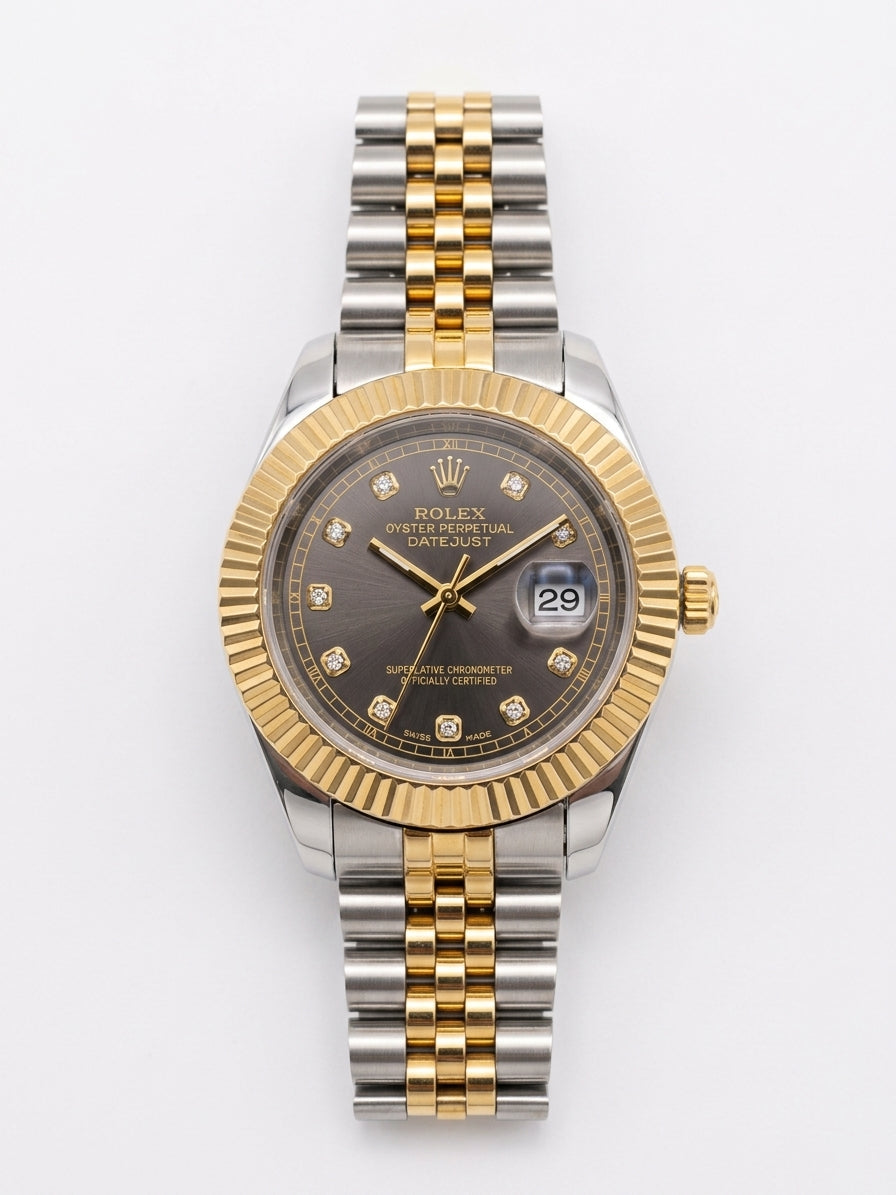 Luxury Men's Two-Tone Jubilee Diamond Dial Watch